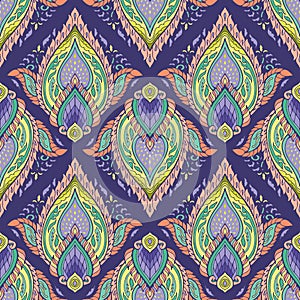 Illustration pastel oriental Thai style elemental mandala boho flame and petal concept seamless pattern