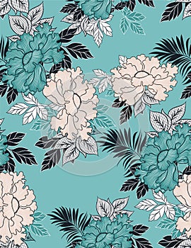 Illustration pattern cute flowers with colors photo