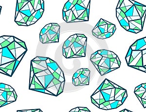 illustration of pattern of green emeralds of different si