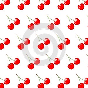 Illustration. pattern of two cherry berries on a white background.