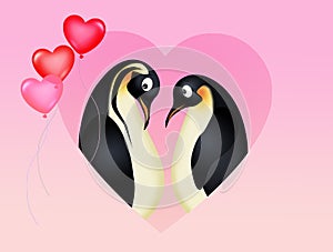 Illustration of penguins in love