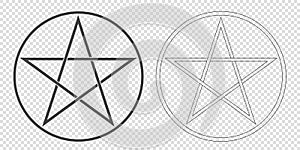 Illustration of a Pentagram, a five-pointed star in a circle. Esoteric or magic symbol of Occultism and Witchcraft. Isolated on photo