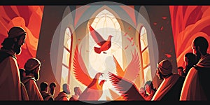 Illustration of Pentecost sunday holy spirit, Dove, Holy Spirit, and Flame for Pentecost