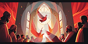 Illustration of Pentecost sunday holy spirit, Dove, Holy Spirit, and Flame for Pentecost