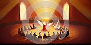 Illustration of Pentecost sunday holy spirit, Dove, Holy Spirit, and Flame for Pentecost