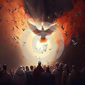 Illustration of Pentecost sunday holy spirit, Dove, Holy Spirit, and Flame for Pentecost