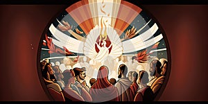 Illustration of Pentecost sunday holy spirit, Dove, Holy Spirit, and Flame for Pentecost