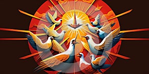 Illustration of Pentecost sunday holy spirit, Dove, Holy Spirit, and Flame for Pentecost