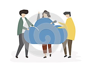 Illustration of people avatar cloud connection concept