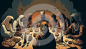 illustration of people breaking the fasting