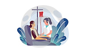 Illustration of people donating blood. Flat design  people donating blood