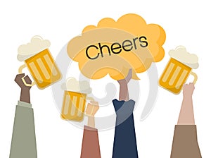 Illustration of people having beers