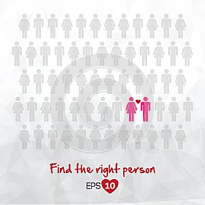 Illustration of people icons, find love