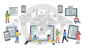 Email Communication Concept with People and Devices