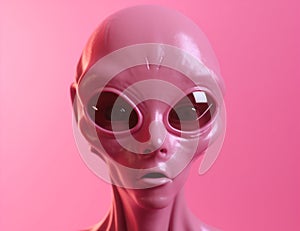 illustration person beautiful portrait face fiction alien art fantasy science pink. Generative AI.