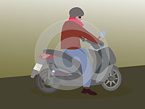 illustration person on scooter