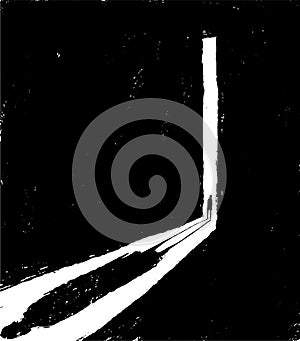 Illustration of a peson opening a door to a dark room. Depression and loneliness state