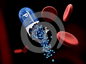 Illustration of Phosphorus mineral Capsule dissolves in the stomach