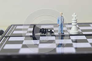 Illustration photo concept, 1 businessman mini figure toy help to winning war or Battle Small Magnetic Plastic