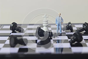 Illustration photo concept, 1 businessman mini figure toy help to winning war or Battle Small Magnetic Plastic