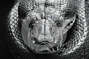 Photo of python skin in black and white, high quality, high resolution