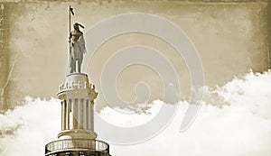 Illustration from a photograph of the top of the Oklahoma State Capital