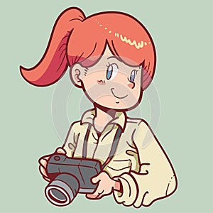 Illustration of a Photographer holding camera