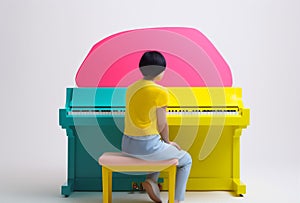 illustration piano people performance trend concept modern art colourful music. Generative AI.