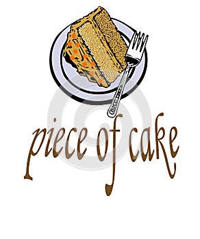 Illustration of `Piece of cake` on white background.