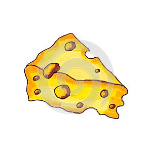 Illustration of a piece of cheese isolated on a white background