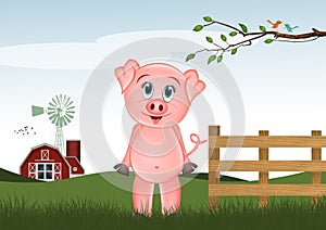 illustration of pig in the farm
