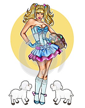 Illustration of pin up dressed up for Easter festivity