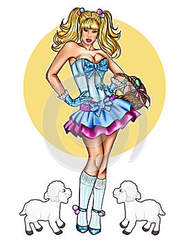 Illustration of pin up dressed up for Easter festivity photo