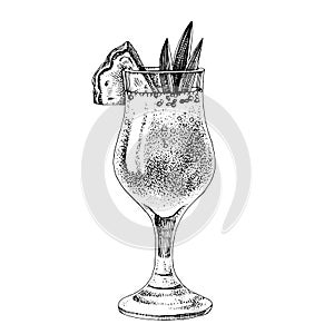 Illustration of a Pina Collada cocktail photo