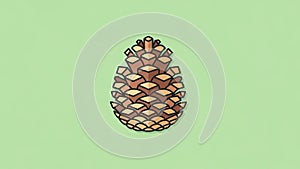 Illustration of a pine cone centered on a light green backgroun