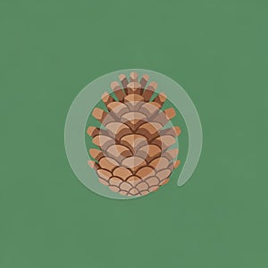 Illustration of a pine cone centered on a plain green background