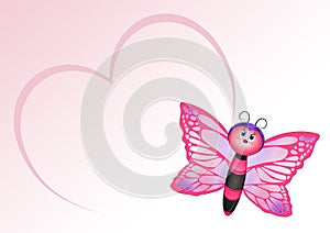 Illustration of pink butterfly for the little girl