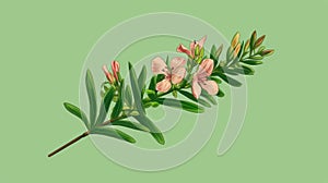 Illustration of pink flower on green background