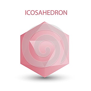 illustration of a pink icosahedron on a white background with a gradient for game, icon, packagingdesign, logo, mobile