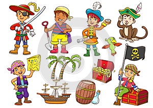Illustration of pirate child cartoon