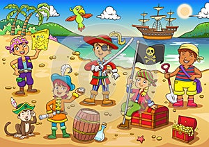 Illustration of pirate child cartoon.