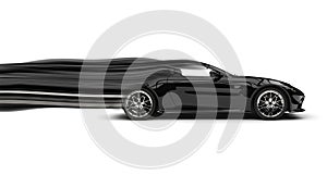 Illustration of a pitch black speeding modern luxury sports car