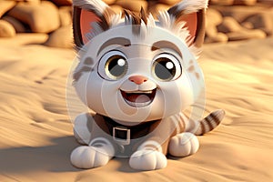 Illustration Pixar of a CAT exploring.