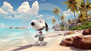Illustration Pixar of a Dog exploring.