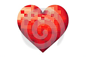 illustration of a pixelated heart symbol on a white background, 8-bit pixelart, comic book style on white background