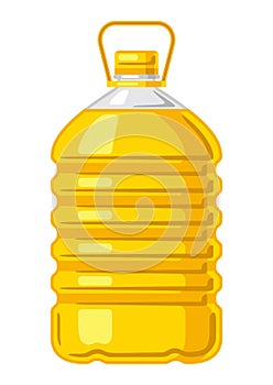 Illustration of plastic bottle with sunflower oil. Image for culinary and agriculture.