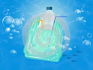 Illustration of plastic waste in the ocean