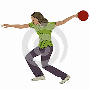 Illustration player bowling. vector drawing