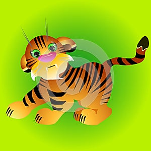 Illustration of playful tiger cub