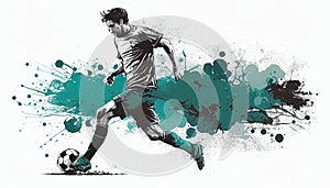 illustration of playing soccer. the player run and dribbling